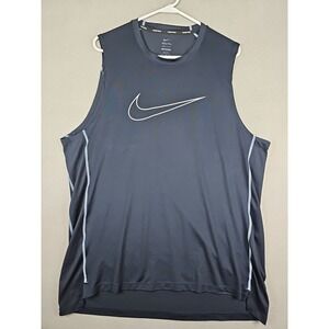 Nike Pro Shirt Men's XXL Blue Dri Fit Slim Fit Sleeveless Tank Athletic Workout